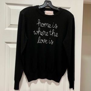 Lingua Franca Black Cashmere Sweater EUC Home is Where the Love Is M Medium